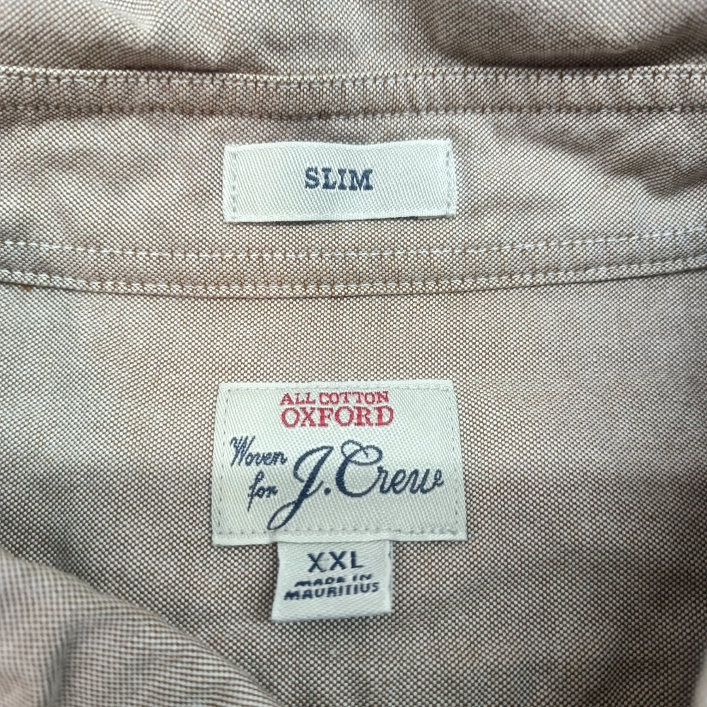 J.Crew Mens Slim All Cotton Oxford Shirt Tan Khaki Sand XXL Long Sleeve Casual - Picture 3 of 6